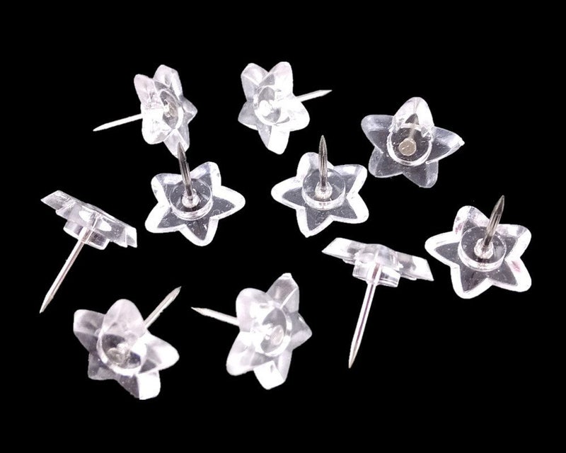 yueton 100pcs Clear Star Push Pins Thumb Tacks Drawing Pins for School, Home, Office Use - Image 4